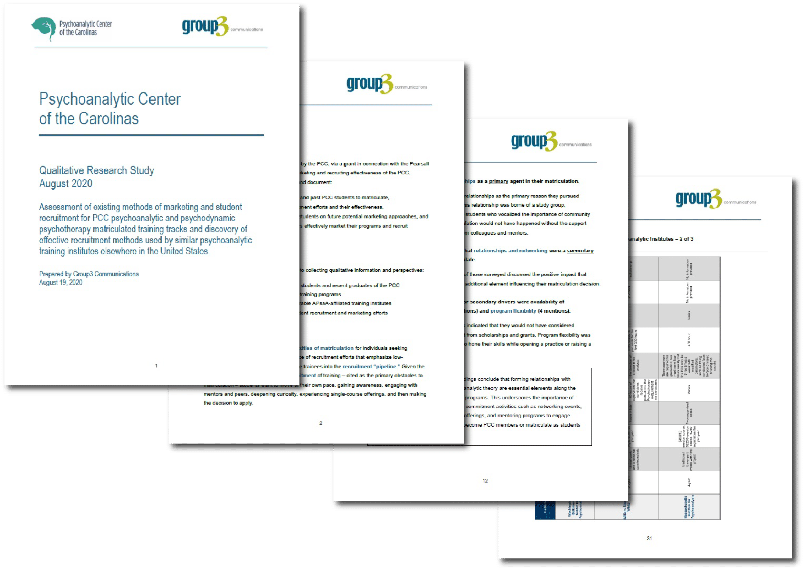 market research firms - sample pages from a market research report for the PCC